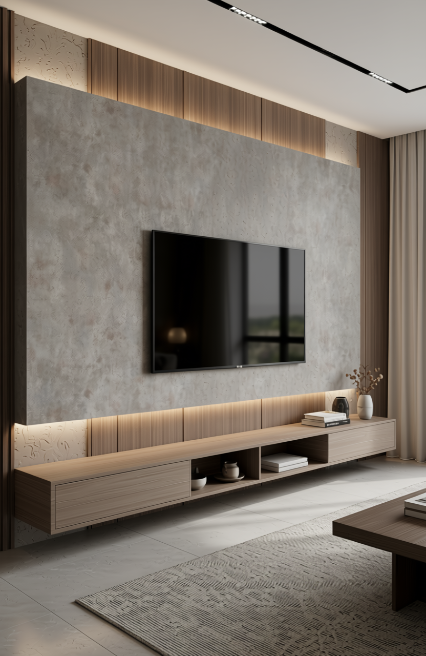 Grey laminate with textured, mottled pattern and subtle red undertones.