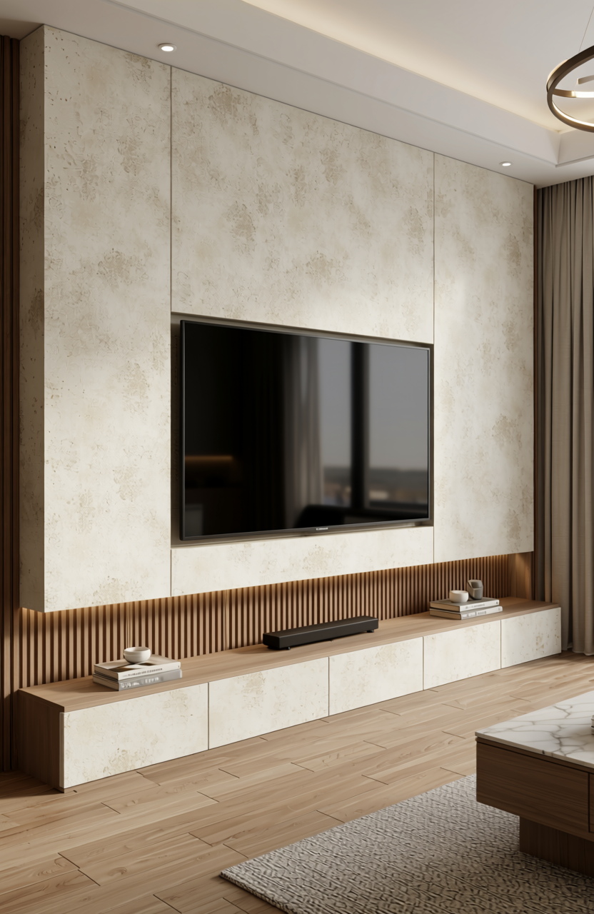 Beige marble laminate with matte finish and subtle texture.