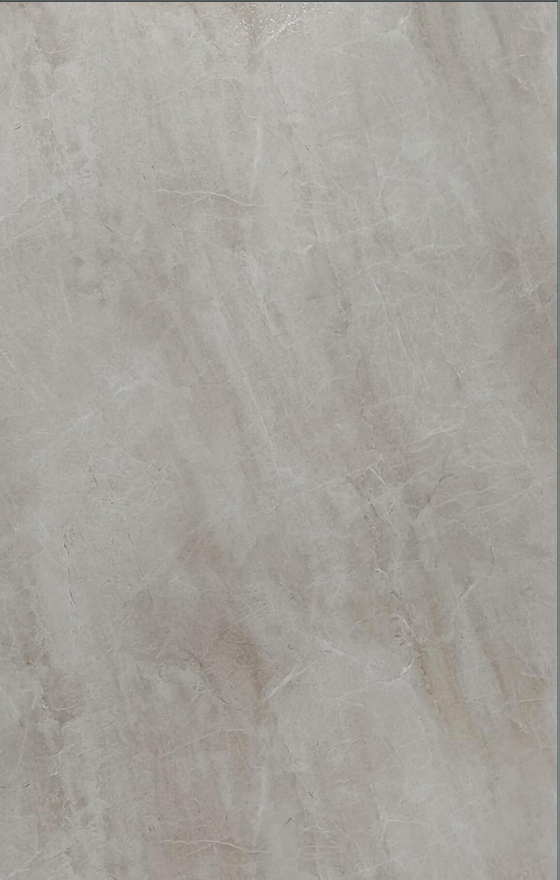 Glossy grey laminate with marble-like texture and subtle veining pattern.