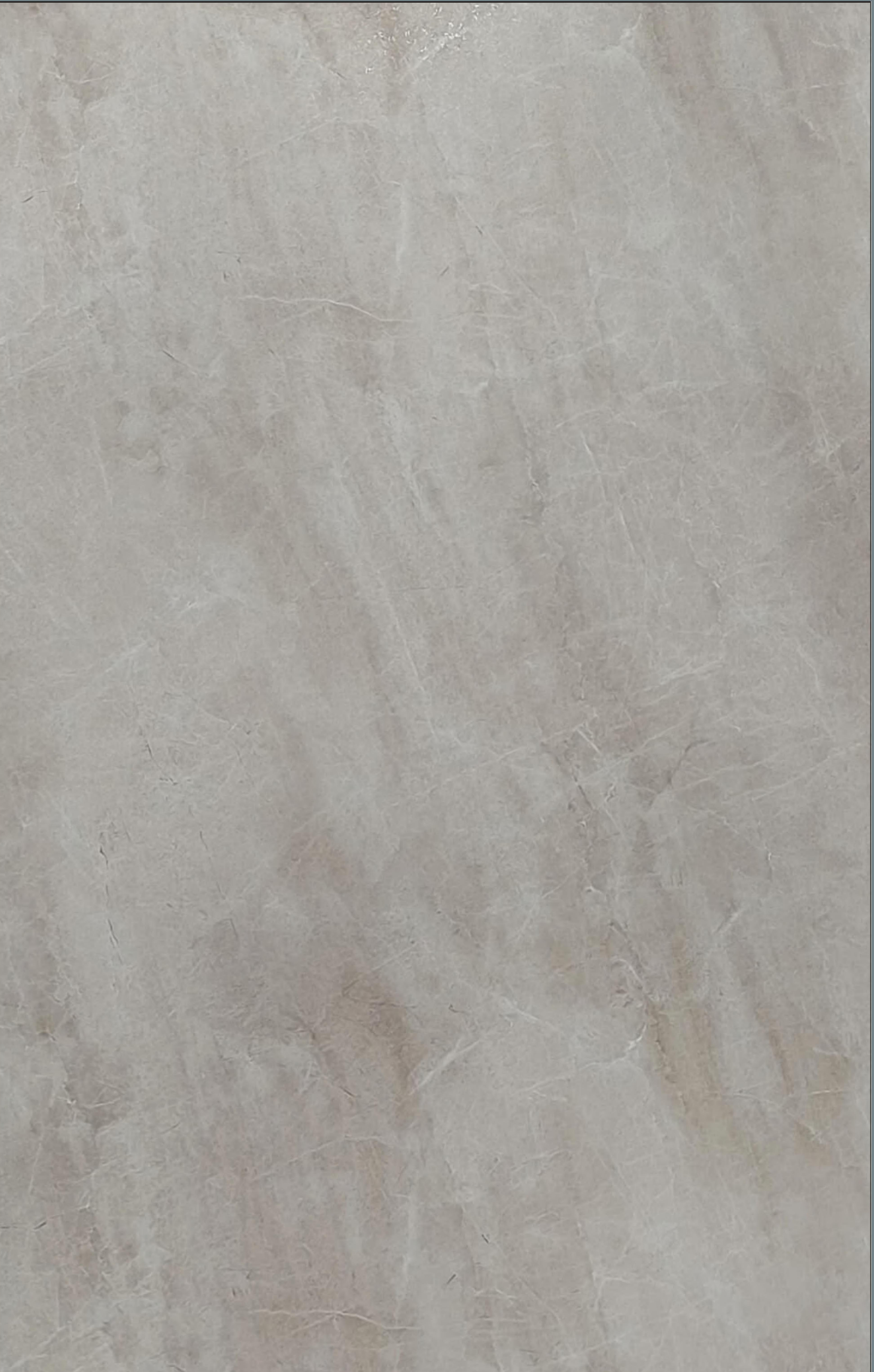 Glossy grey laminate with marble-like texture and subtle veining pattern.