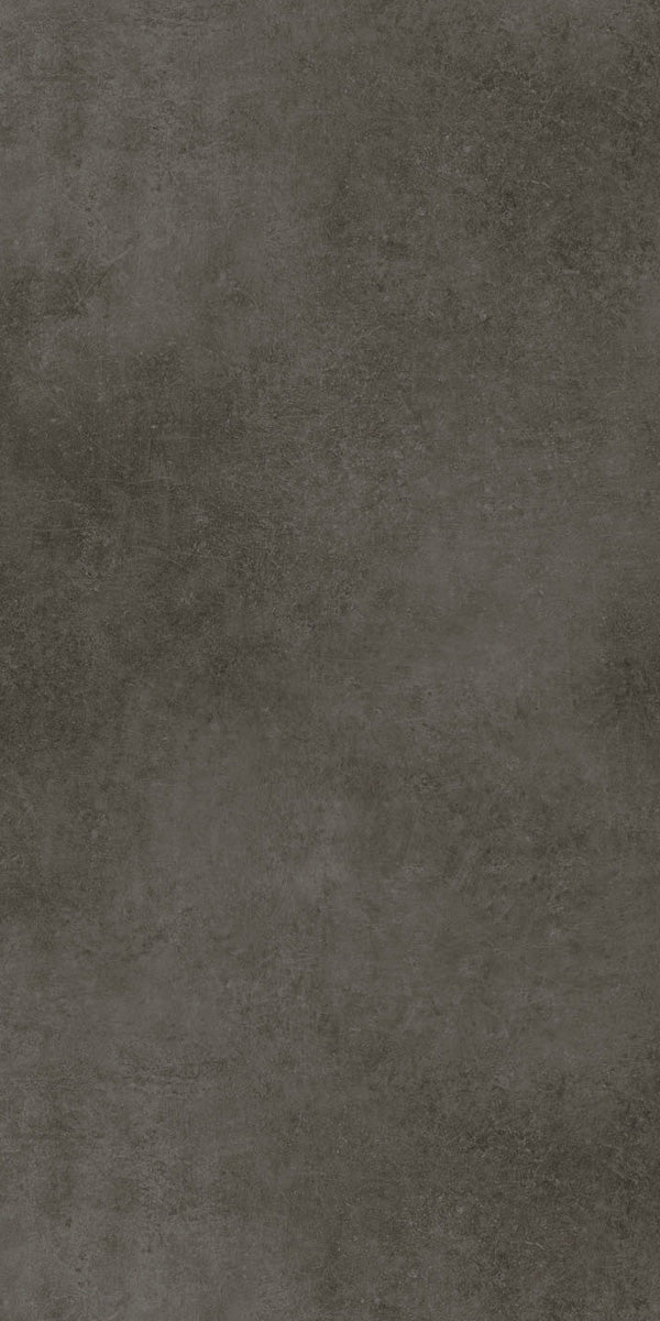 Dark grey suede finish decorative laminate with textured surface and mottled pattern, resembling stone or leather appearance.