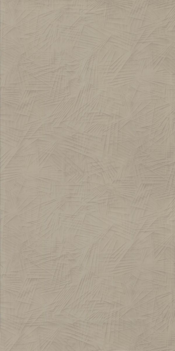 Grey suede finish designer laminate with abstract geometric pattern and textured surface
