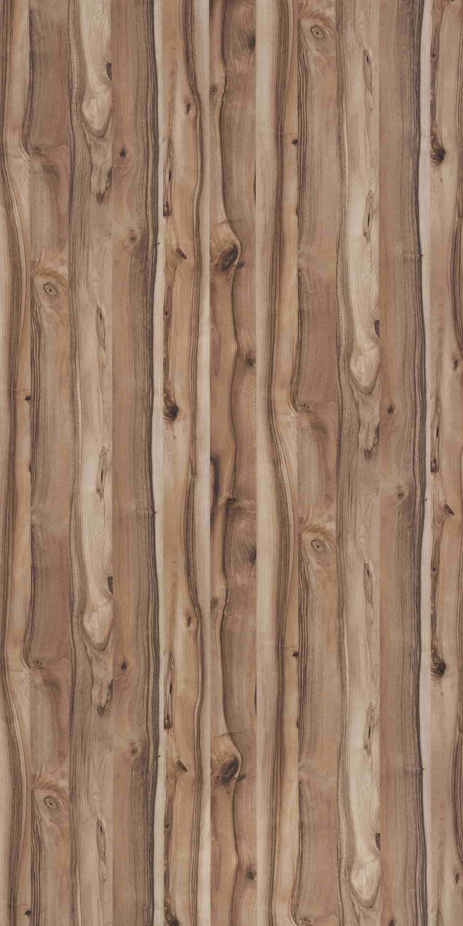 Brown wood grain laminate with suede finish and vertical wood pattern showing knots and texture details