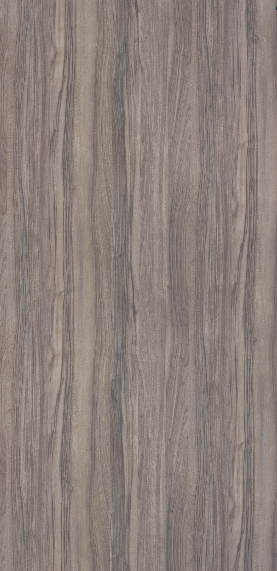 Grey wood grain laminate with suede finish and vertical wood pattern texture
