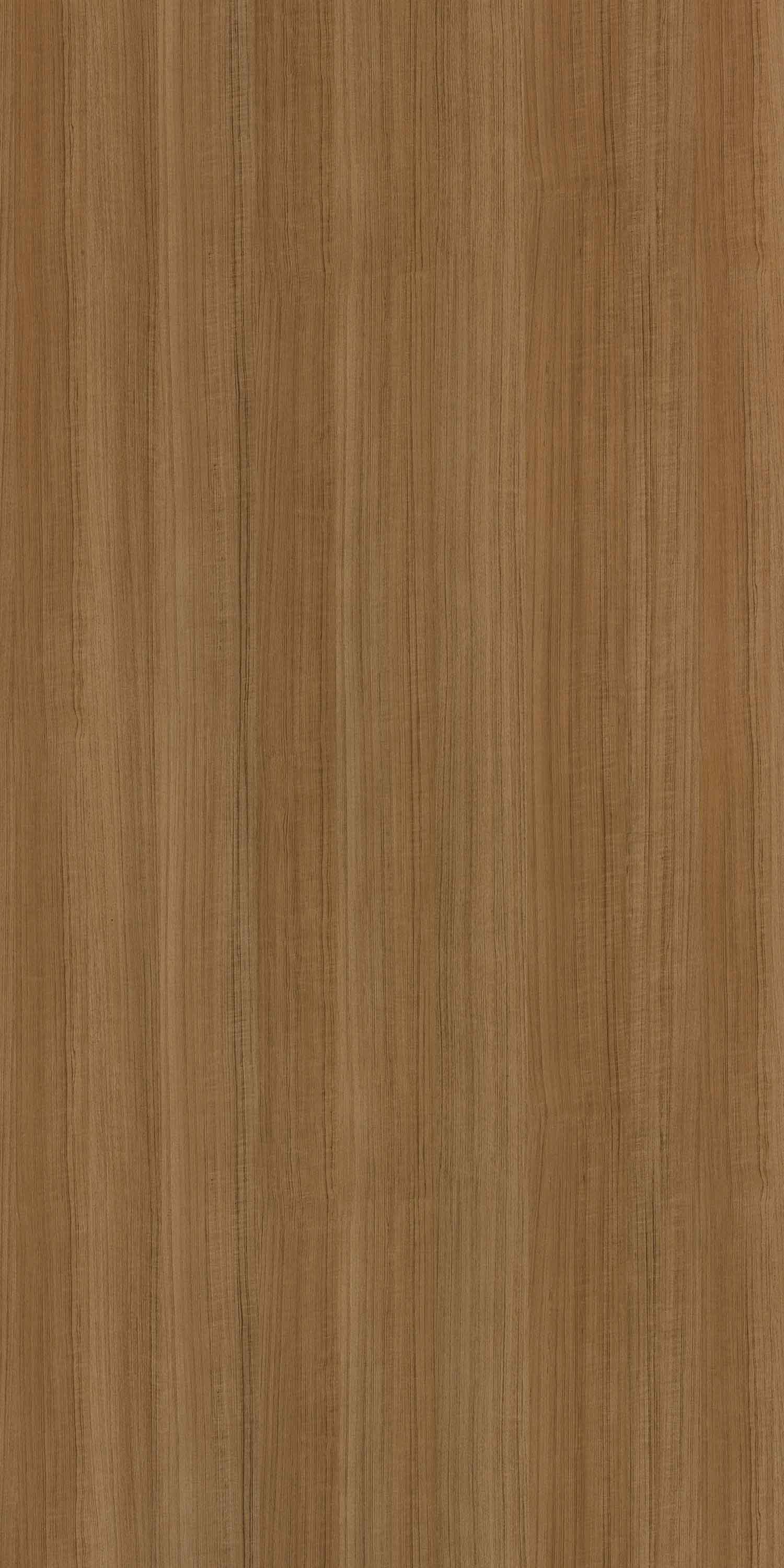 Brown wood grain laminate with vertical texture and lustre finish