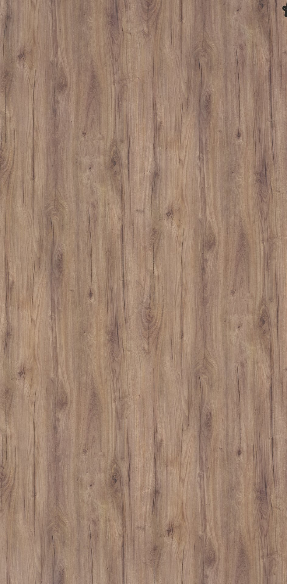 Brown wood grain laminate with suede finish and visible wood texture and knots.