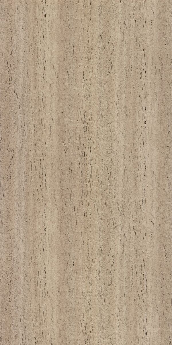 Beige wood grain decorative laminate with suede finish and textured surface showing vertical wood pattern and natural grain