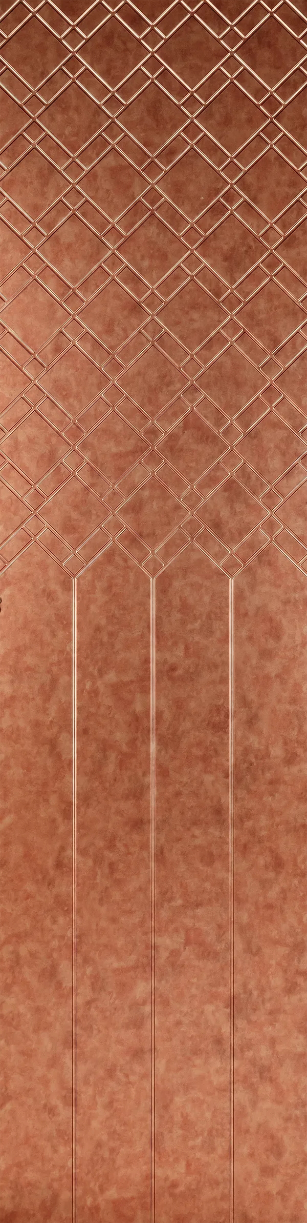 Brown textured designer louver panel with diamond grid pattern and marbled finish