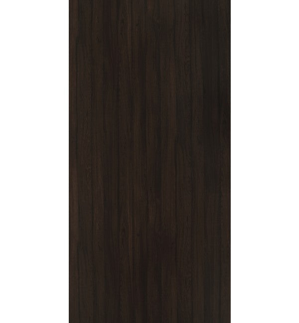 Dark brown wood grain decorative laminate with high gloss finish and visible wood texture and grain pattern.