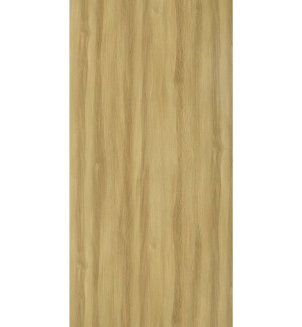 Beige wood grain decorative laminate with suede finish and vertical wood pattern texture