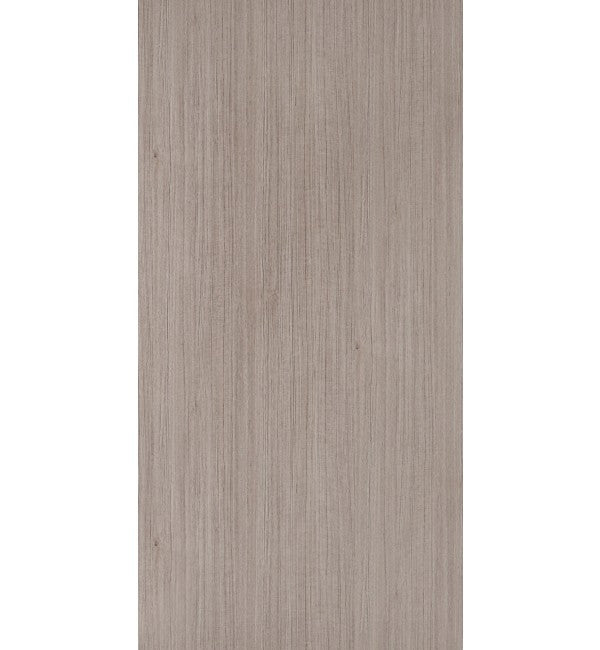 Taupe wood grain laminate with suede finish and subtle texture, displaying a greyish-brown wood pattern and vertical grain