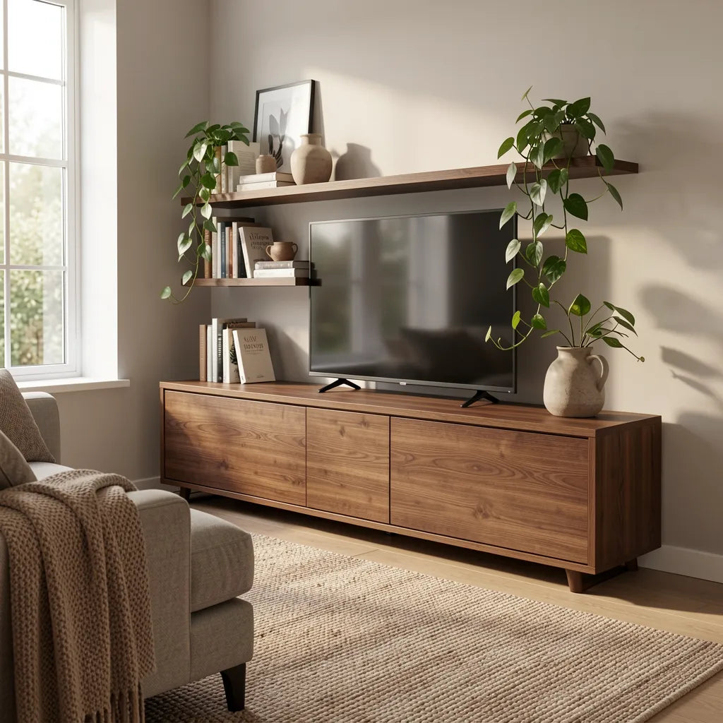 Brown matte laminate with vertical wood grain texture and subtle pattern.
