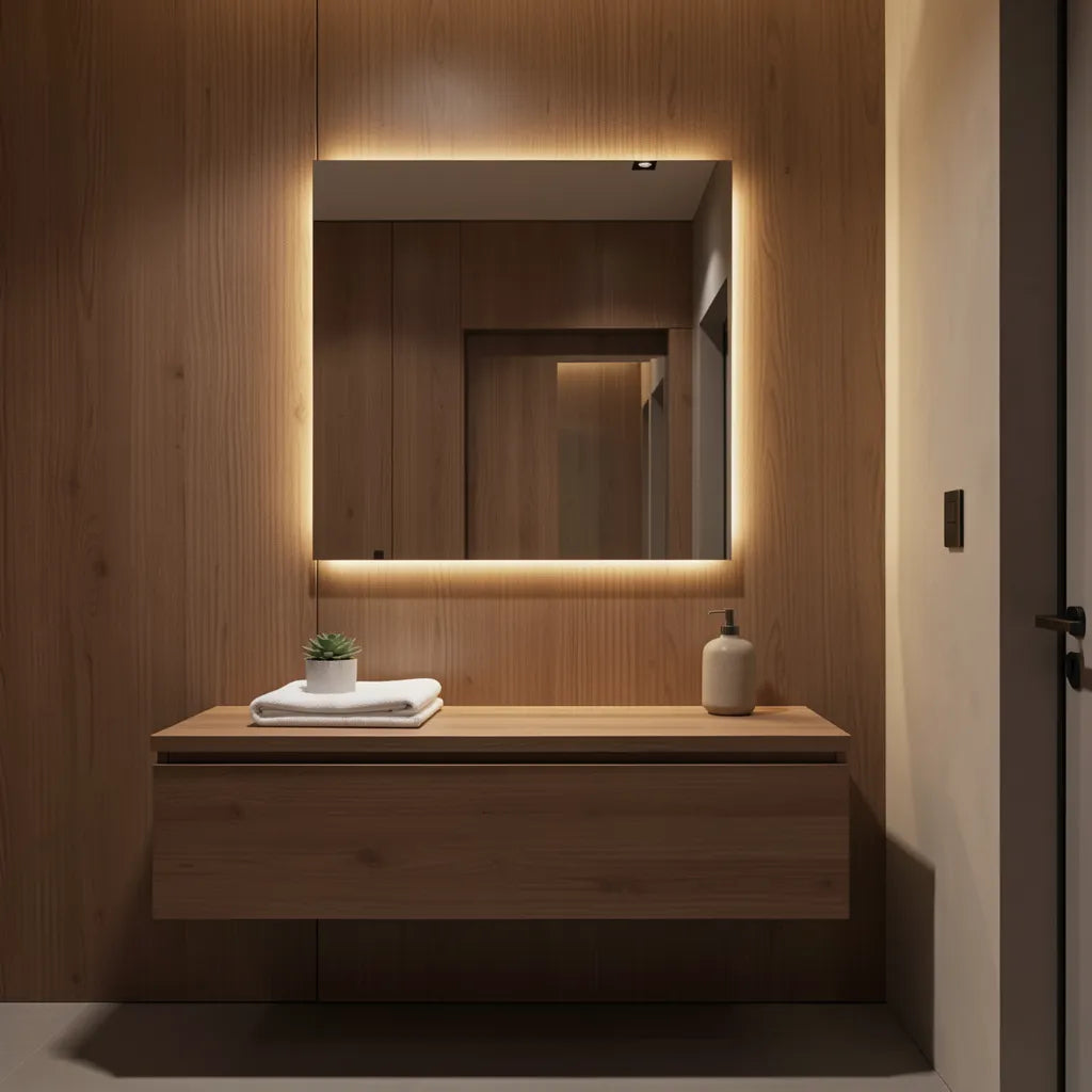 Brown matte laminate with vertical wood grain texture and subtle pattern.