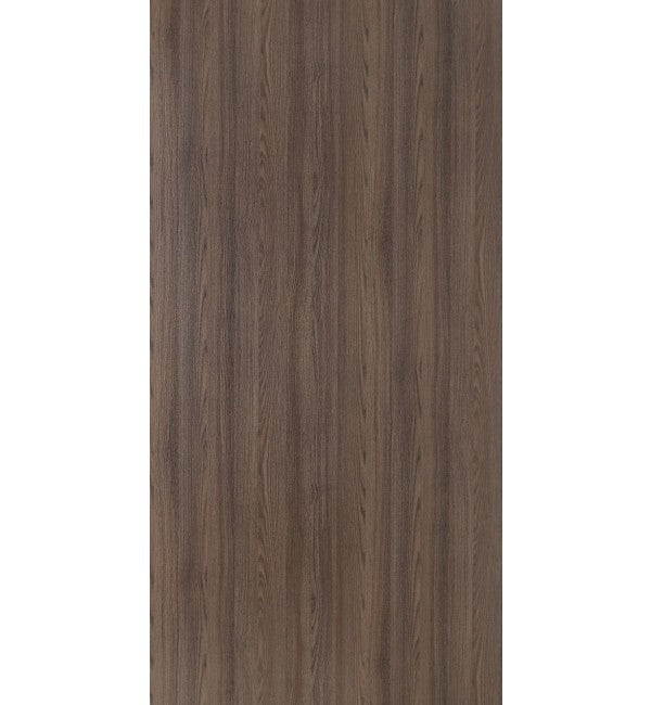 Grey wood grain decorative laminate with barrel finish and textured vertical wood pattern.
