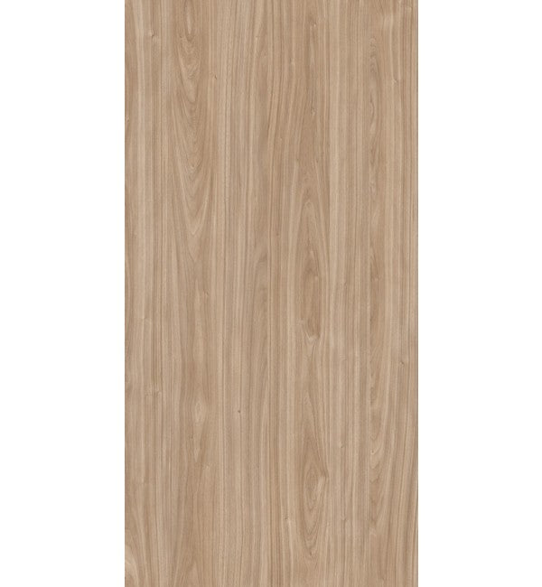 Beige wood grain decorative laminate with glossy finish and prominent wood texture and pattern.