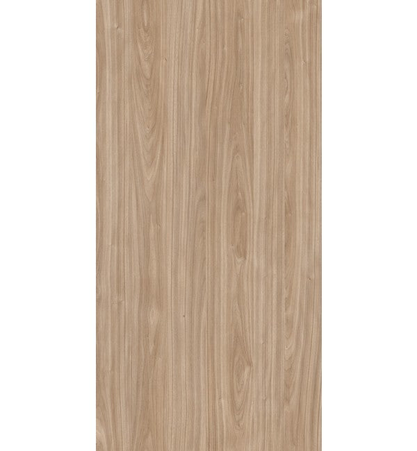 Beige wood grain decorative laminate with glossy finish and vertical wood pattern texture