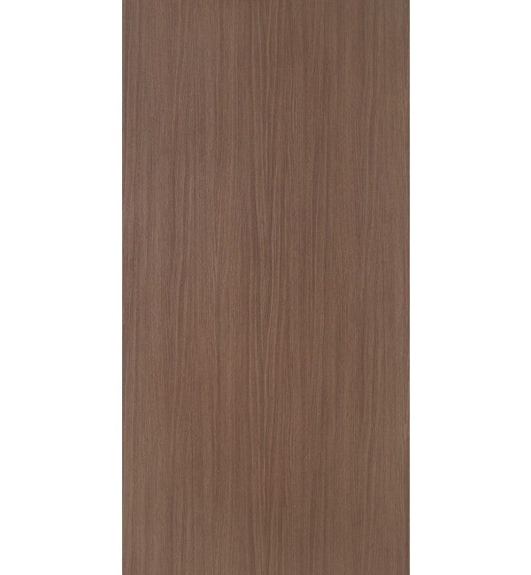Brown wood grain decorative laminate with vertical texture and smooth finish
