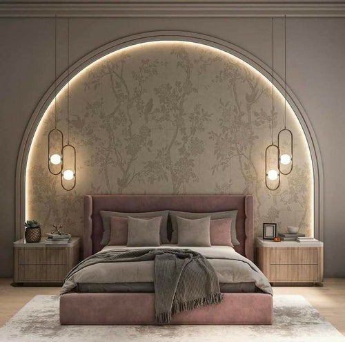 Bedroom: Patterned wall panel in Silk