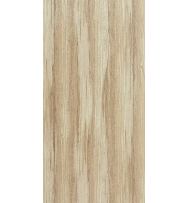 Beige wood grain decorative laminate with suede finish and vertical wood pattern texture