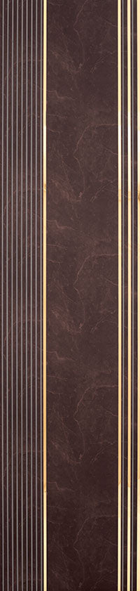 Brown marble louver panel with textured vertical slats and marble pattern between slats.