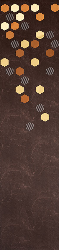 Brown textured designer wall panel with hexagonal pattern and marbled finish