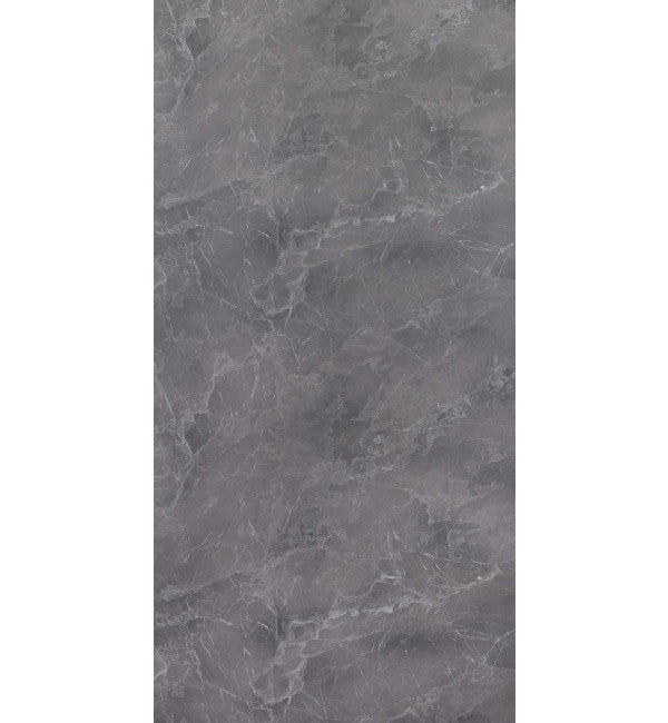 Grey marble laminate with white veining and satin finish, displaying a stone pattern with subtle texture and veining details.