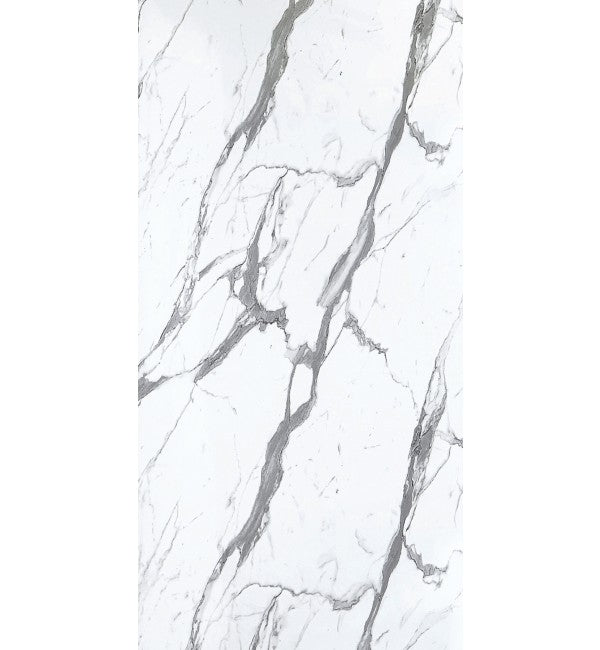 White marble laminate with suede finish and grey veining pattern, showing detailed texture and stone-like appearance.