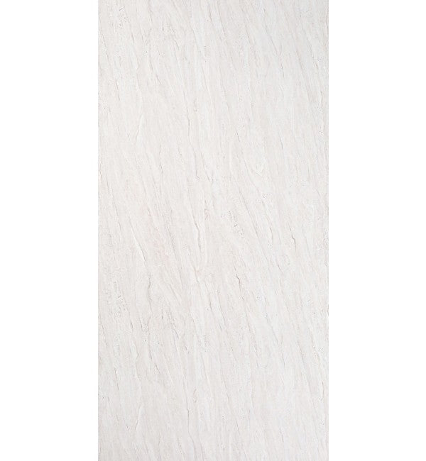 White marble laminate with textured finish and subtle veining pattern, displaying a soft sheen and stone-like appearance.