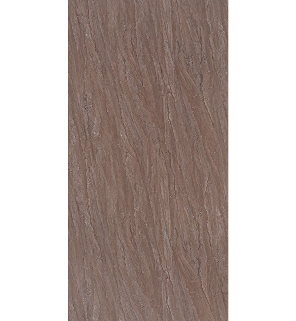 Brown wood grain decorative laminate with glossy finish and textured surface showing wood pattern and grain details