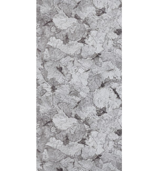 Grey marble laminate with glossy finish and detailed stone pattern, showing texture and veining.
