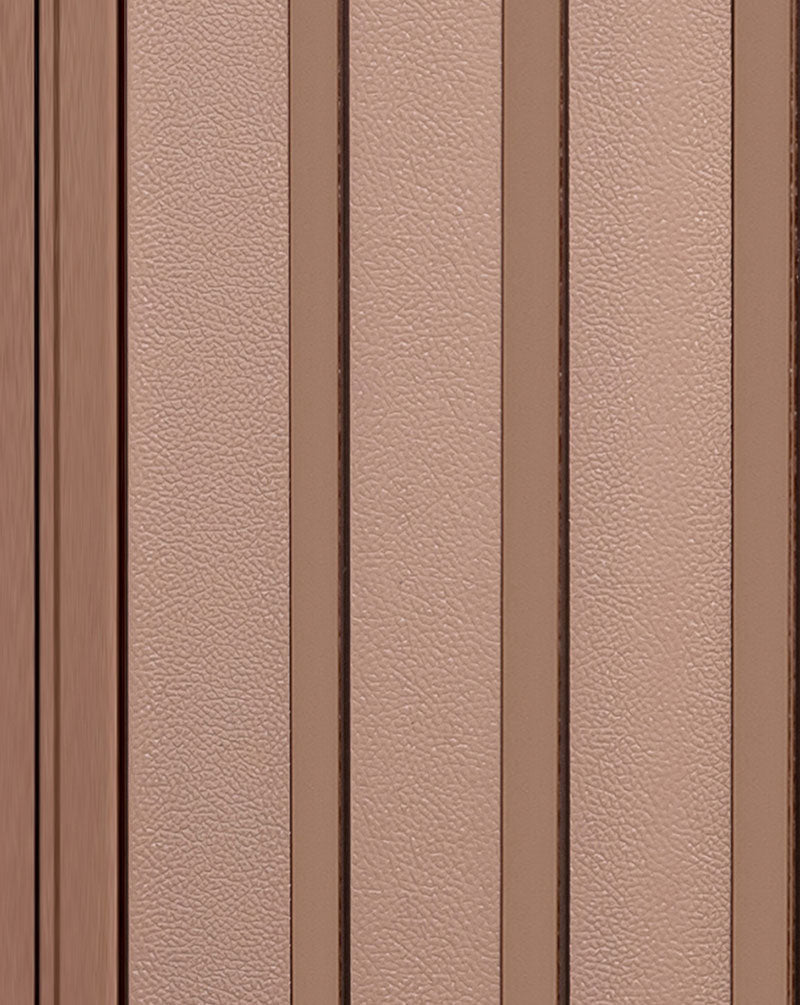 Beige fluted wall panel with textured finish and vertical grooves, showcasing a detailed surface pattern and subtle sheen.
