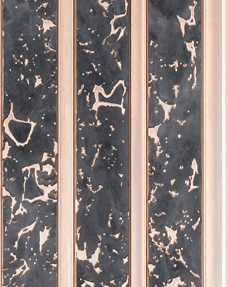 Brown textured louver panel with marble pattern and vertical strips, showing detailed texture and pattern variation.