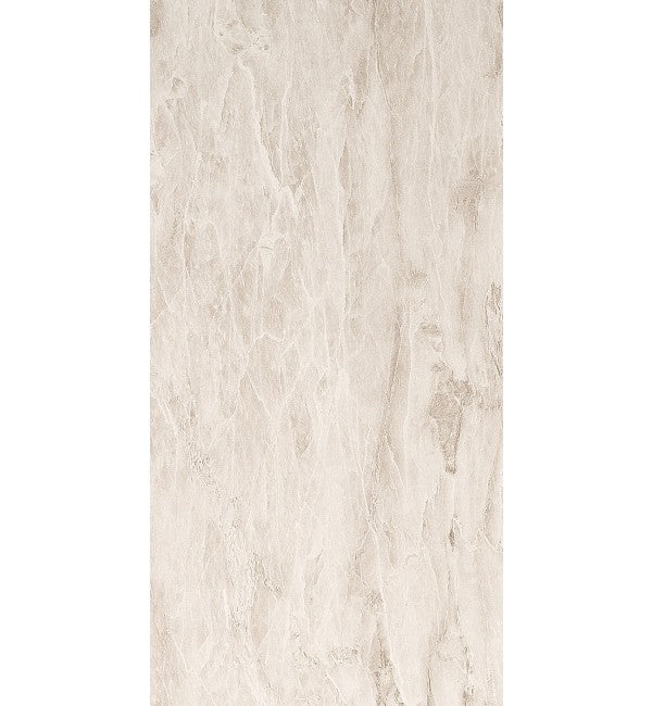 Beige wood grain decorative laminate with glossy finish and textured pattern.