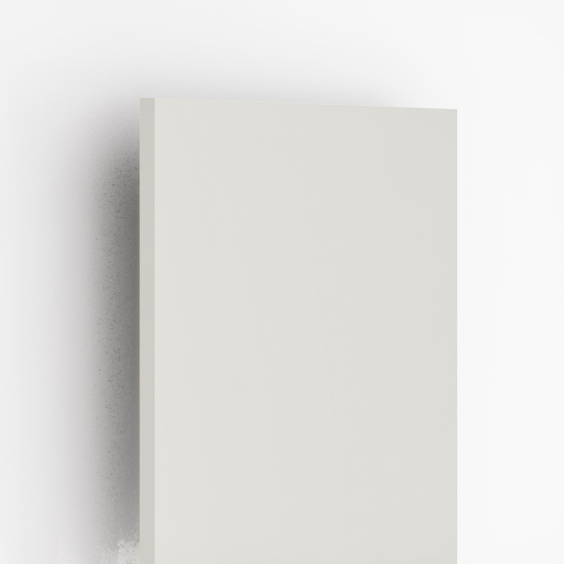 White plain laminate with suede finish and subtle texture visible on edge and surface
