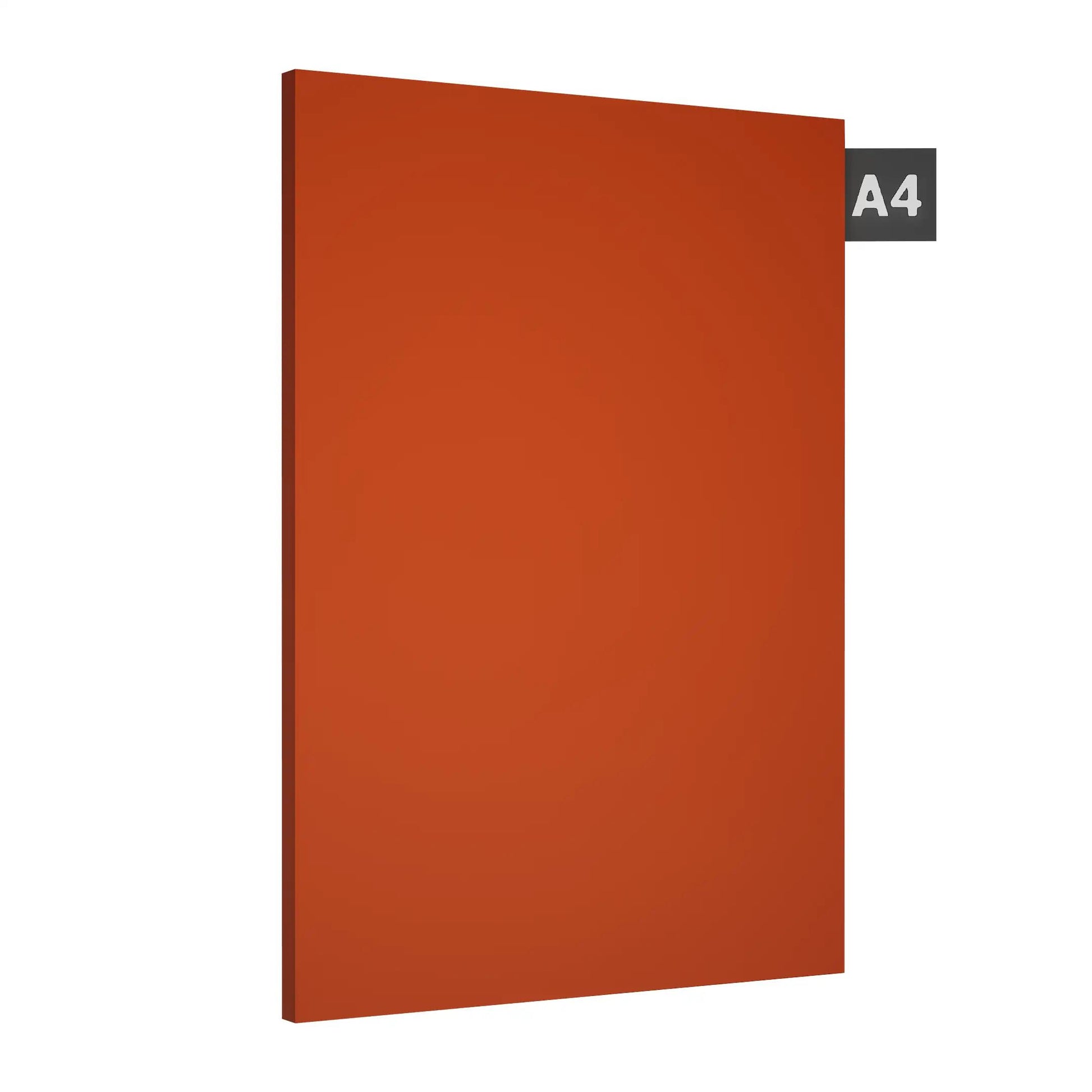 Orange plain laminate sheet with glossy finish and smooth surface, showing thickness edge.