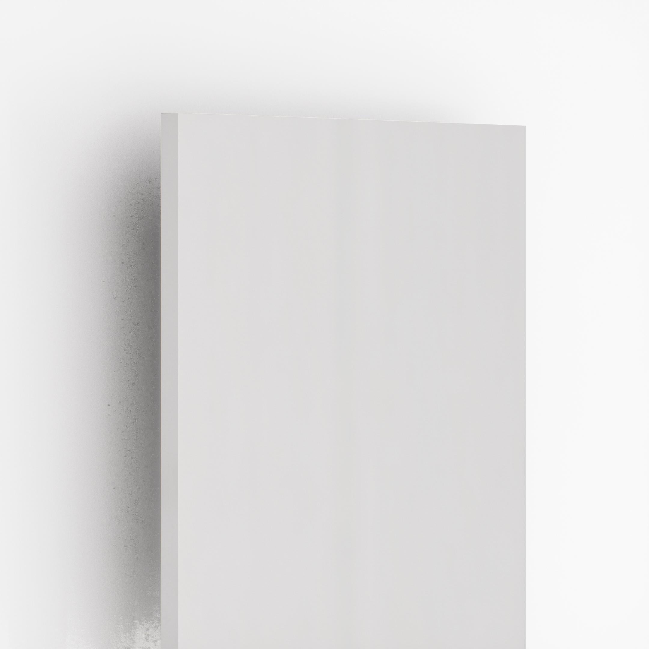 White plain laminate with textured finish and subtle speckles, showing edge and surface details.