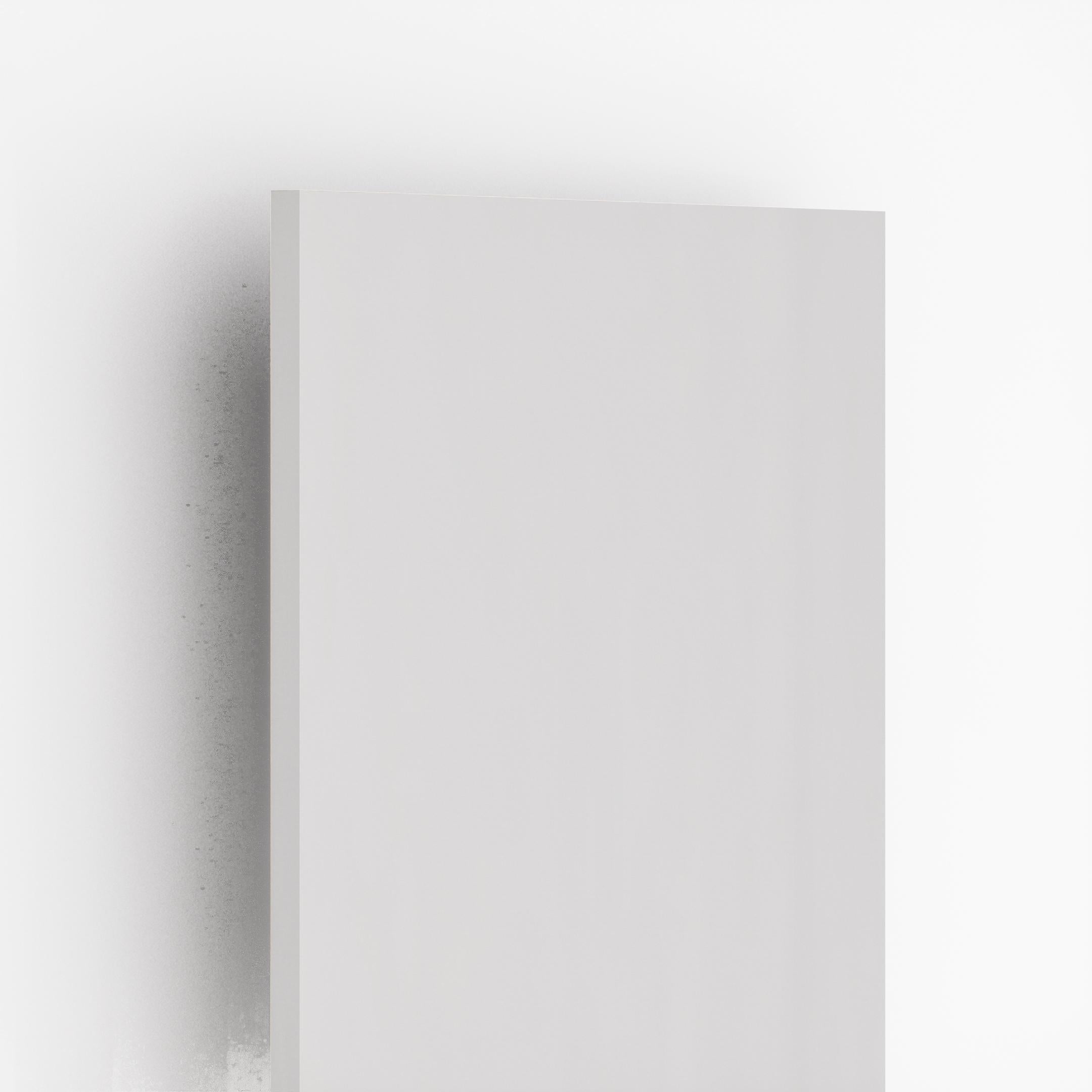 White plain laminate with textured finish and visible edge, showing thickness and subtle shadow effect on white background.