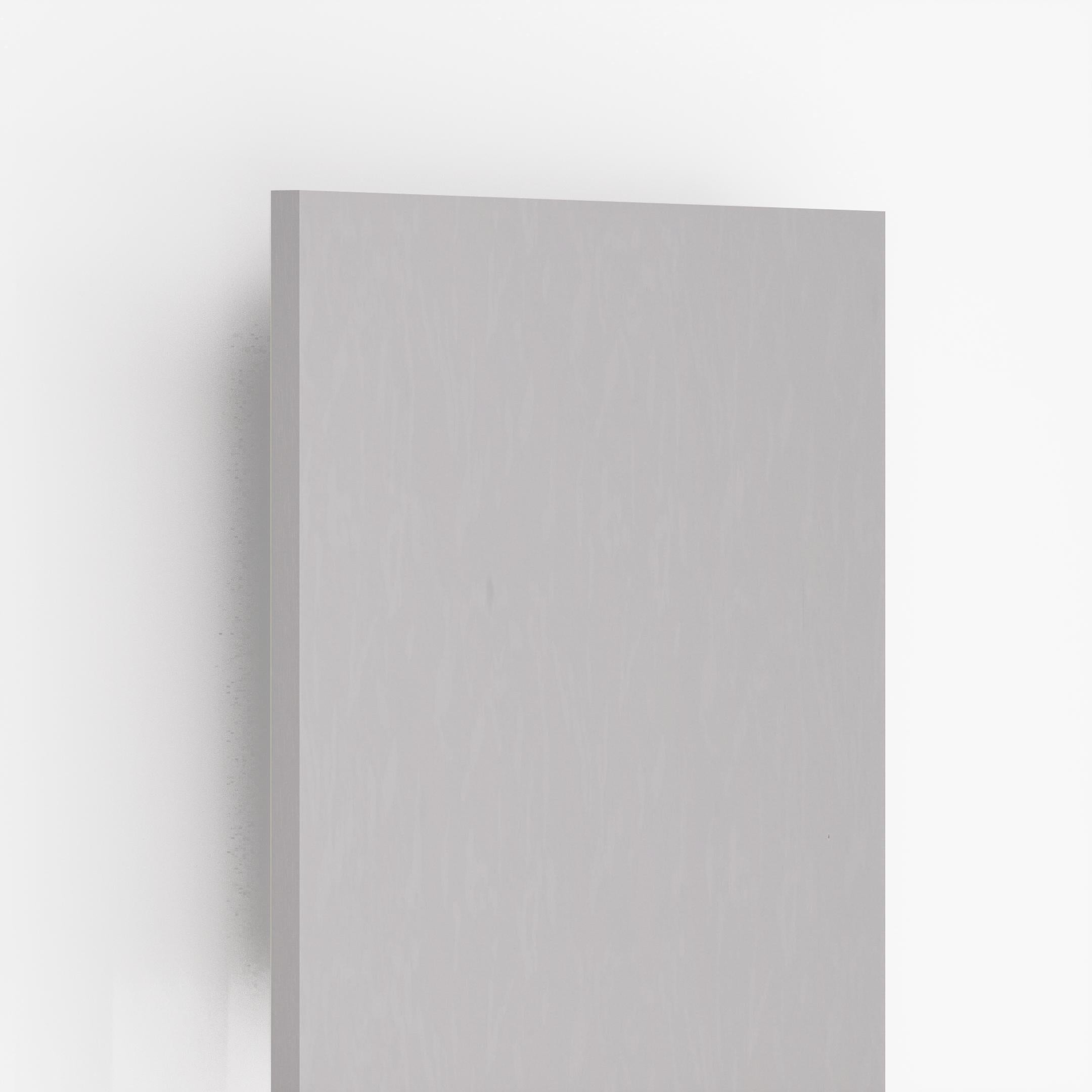 White suede finish laminate with matte texture and smooth surface, showing edge detail and subtle shadow effect.