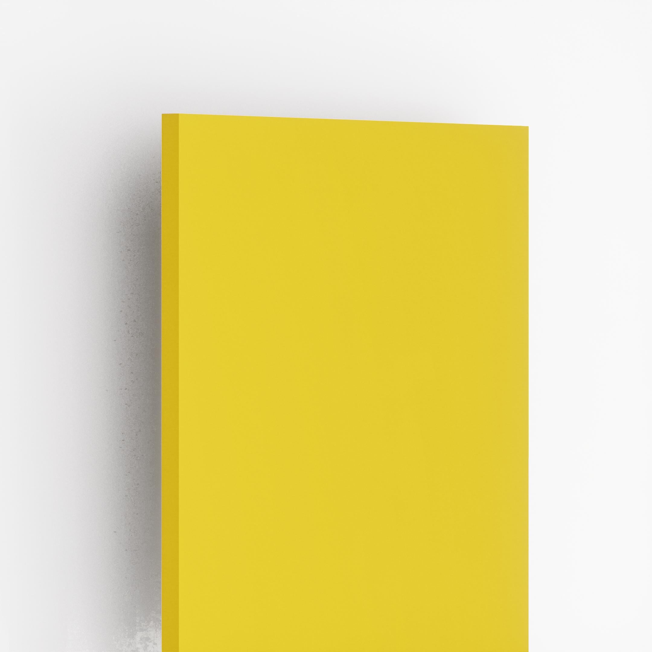 Golden yellow plain laminate with suede finish and visible thickness edge