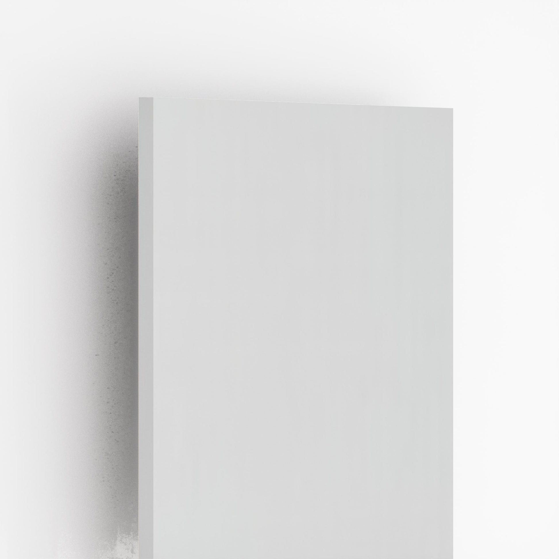White plain laminate with textured finish and subtle speckles on edge, showing thickness and surface detail.