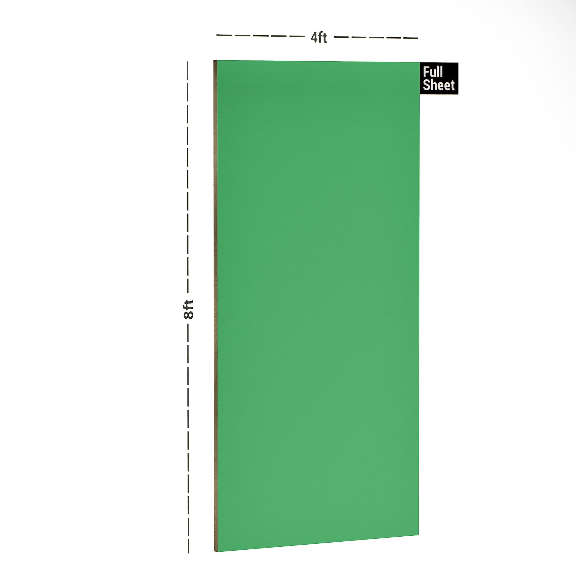Green glossy plain laminate sheet 8x4 ft with smooth finish and uniform color.