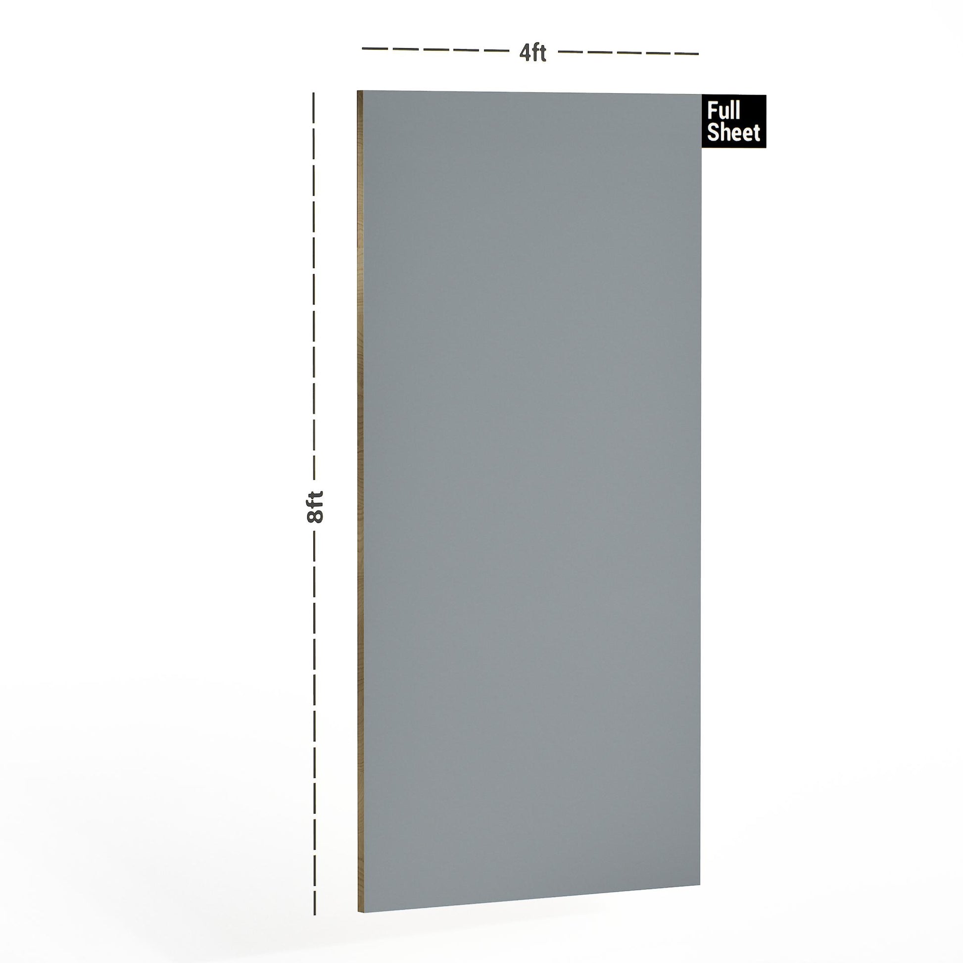 Grey plain laminate sheet with high gloss finish and smooth surface, 8x4 ft size.