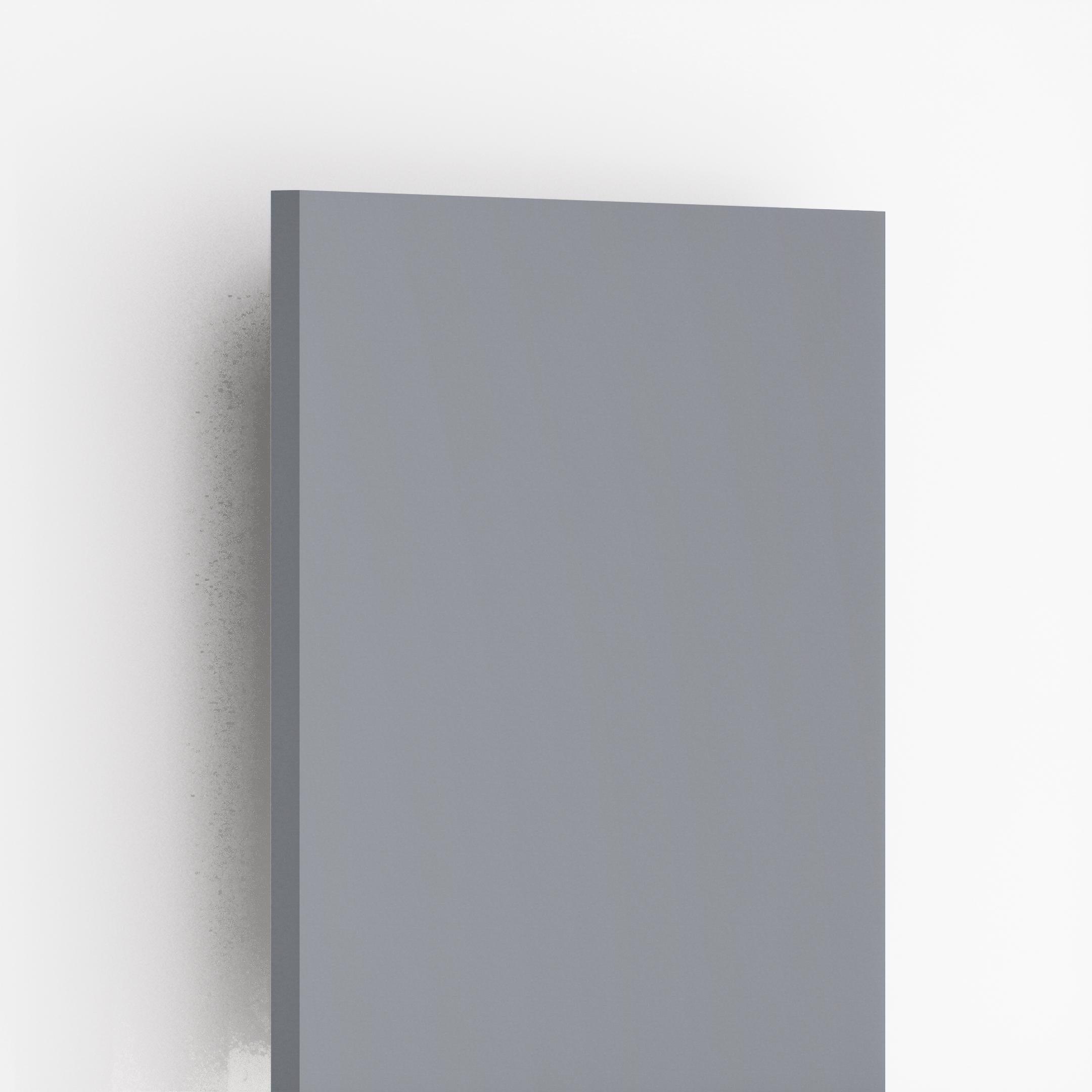 Grey plain laminate with high gloss finish showing smooth surface and edge detail