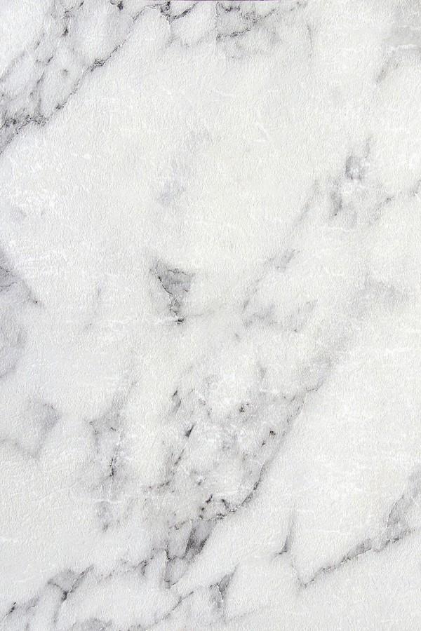 White marble laminate with textured finish and grey veining pattern.