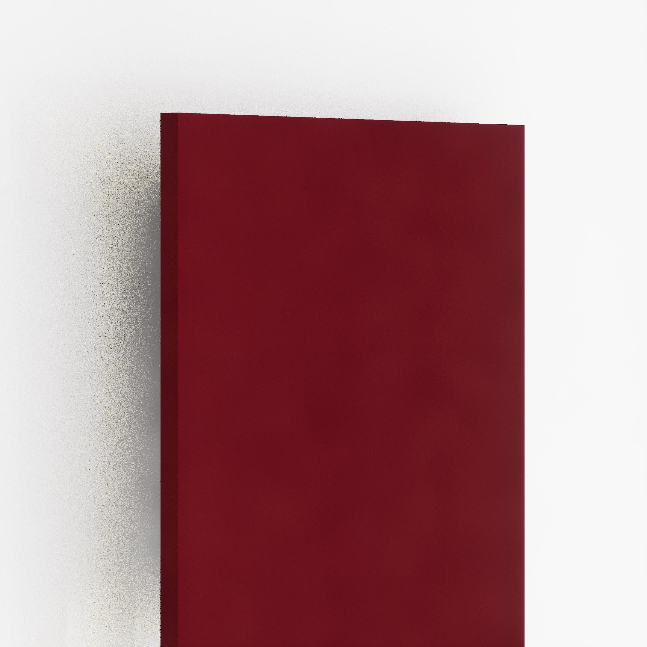 Red plain laminate with texture finish and visible edge, showcasing thickness and surface quality against a white background.