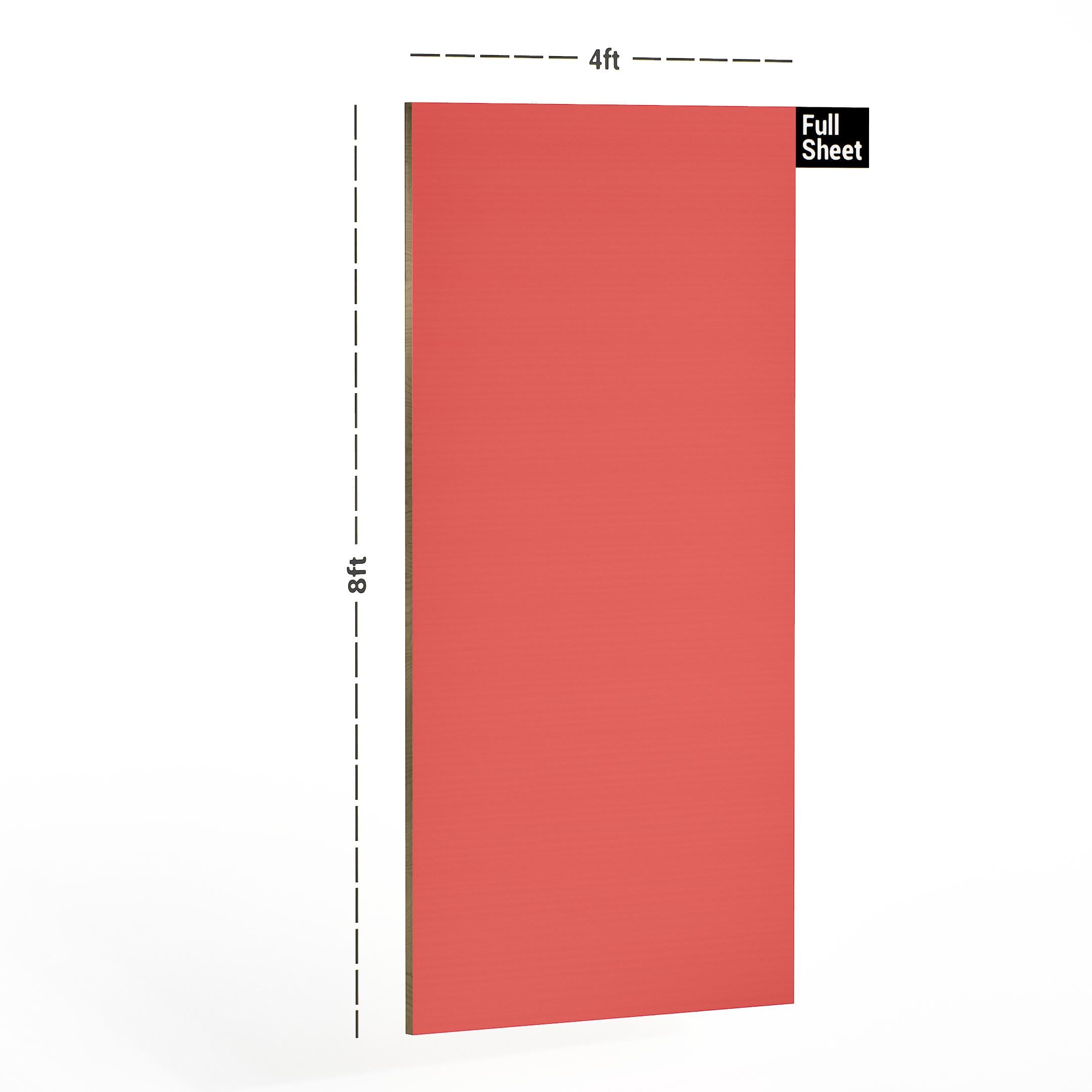 Grey laminate sheet with suede finish, 8x4 ft size, plain color, full sheet illustration with dimensions.