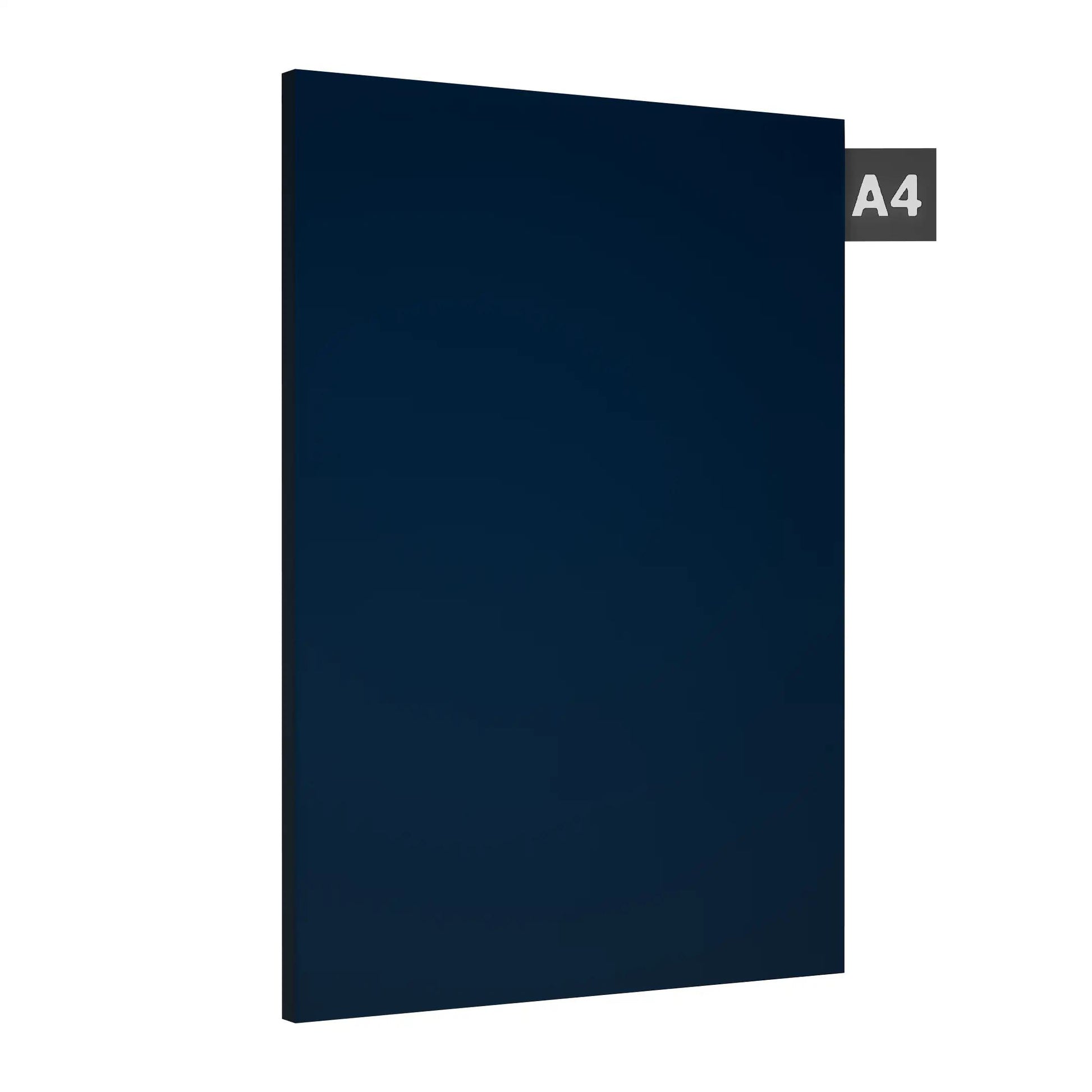 Dark blue plain laminate with glossy finish and visible edge, showing thickness.