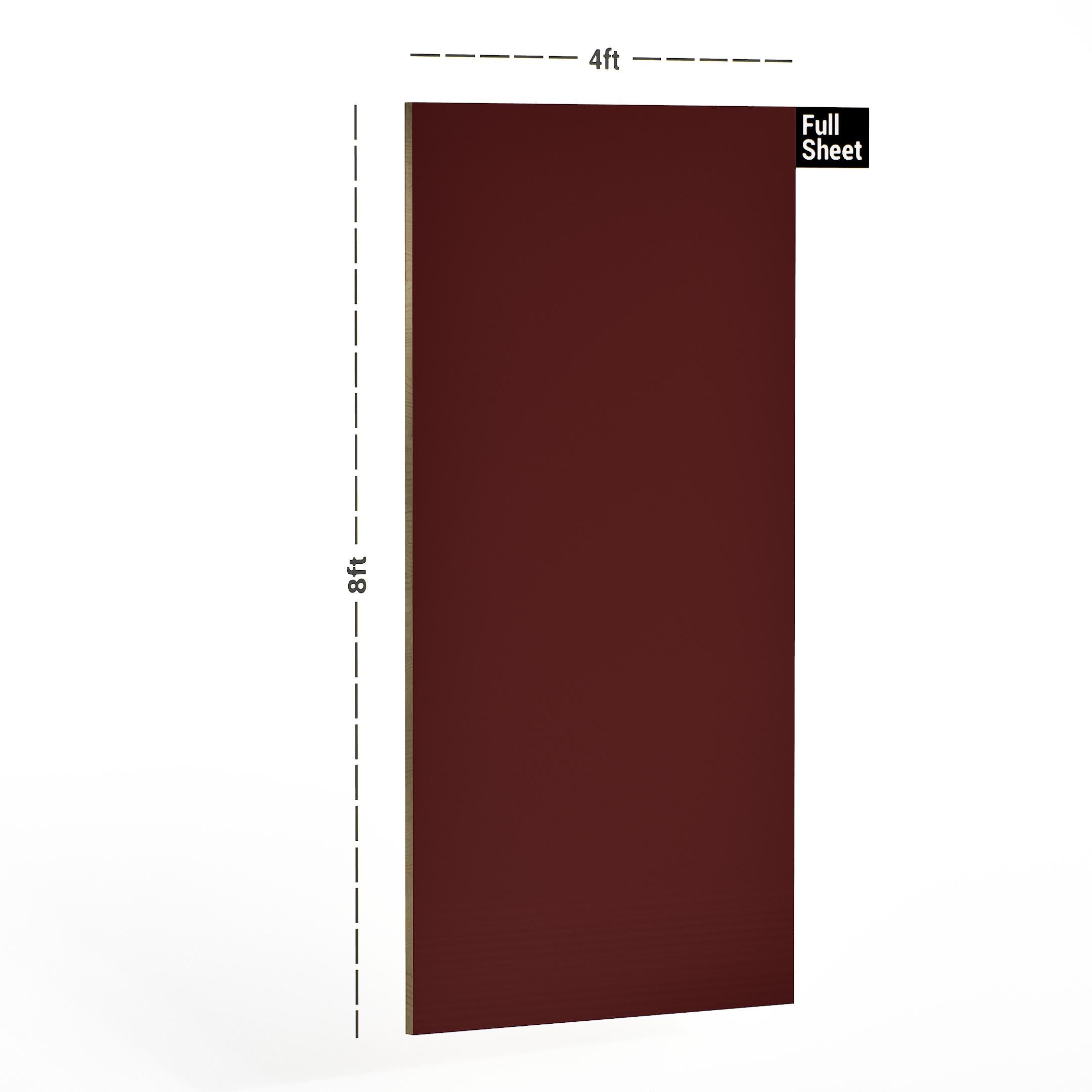 Burgundy Plain Laminate 8x4 ft High Gloss 1 mm - 146 SMR