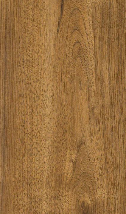 Brown wood grain laminate with textured finish and visible wood pattern and knots