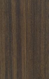 Brown wood grain laminate with suede finish and dark vertical stripes, showing wood texture and grain pattern.